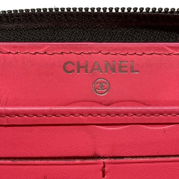 Auth CHANEL Cambon Line A50078 Black Lambskin Patent Leather Long Wallet - Picture 5 of 12